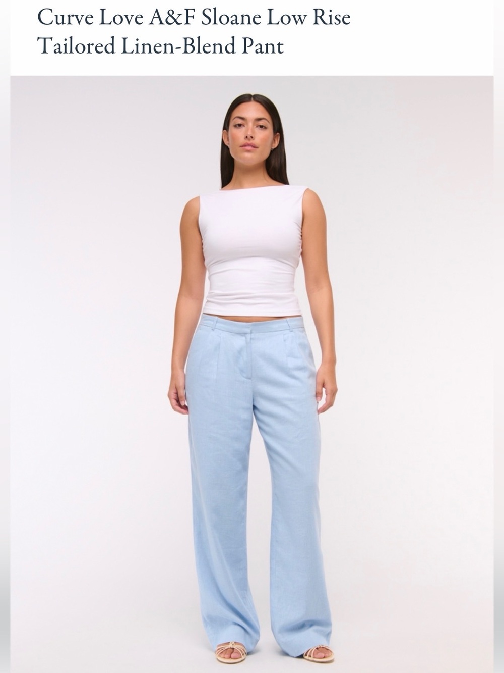 Abercrombie & Fitch Curve Love Sloane Light Blue Tailored Linen-Blend Pants 25/0